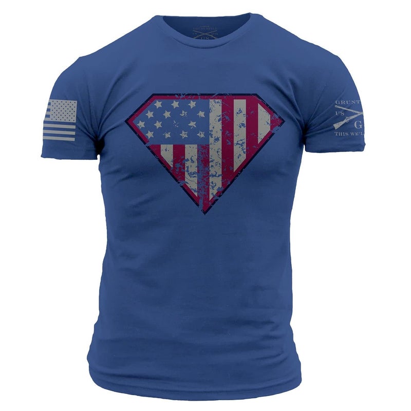 Grunt Style Super Patriot Men's T-Shirt (Navy, Large)